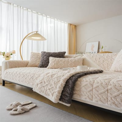 Coussin de Canapé d'Hiver Simple Coussin en Peluche Housse de Coussin Serviette Housse de Canapé Antidérapant Épaississant 70x70cm 1pc white