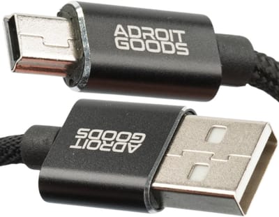 AdroitGoods USB-A naar Mini USB 2.0 Kabel 1m – Gevlochten Snellaadkabel 2.1A – Duurzame Data- & Oplaadkabel voor Mini-USB Apparaten