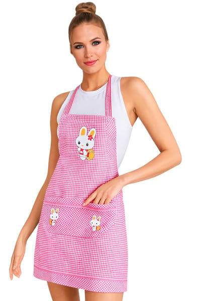 Keukenschort met Zak – Polyester Kookschort voor Dames & Heren – Slijtvast Schort voor Koken, BBQ, Bakken & Tuinieren – Roze