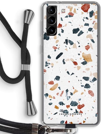 Case Company® - Hoesje met koord geschikt voor Samsung Galaxy S21 Plus hoesje met Koord - Terrazzo N°4 - Telefoonhoesje met Zwart Koord - Bescherming aan alle Kanten en Over de Schermrand