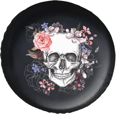 Bandenhoes - Reservewielhoes - Voertuig Bescherming - Universele Pasvorm - 16 Inch - Schedel Bloem