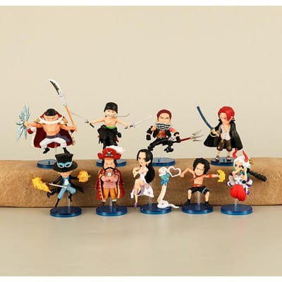9 stuks/set One Piece Zoro Ace Sabo Shanks Edward Hancock Yamato Katakuri Roger Anime Figuur Speelgoed Collectie Model Ornamenten No Box black