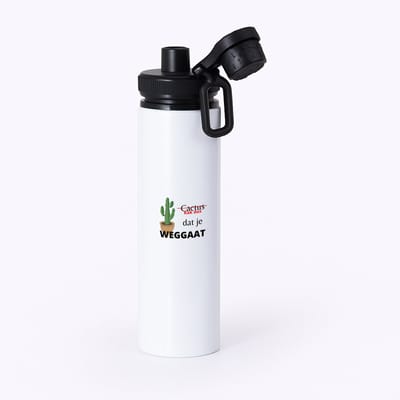 Hacebo® - kak dus dat je weg gaat waterfles met draaidop zwart - iemand die ontslag neemt - cactus - collega's - werknemers - verjaardagscadeau - verjaardag - cadeau - afscheidscadeau - geschenk - leuke cadeau - kado - water fles - 850ML