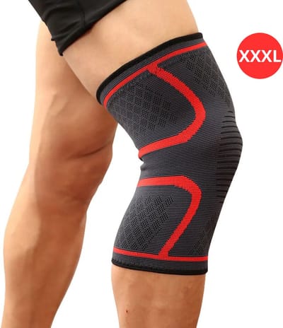 Livano Sportbrace Knie - Kniebrace - Knee Sleeves Powerlifting - Knee Support - Compressie Knie Brace - Knee Wraps - Dames - Heren - Rood - Maat XXXL
