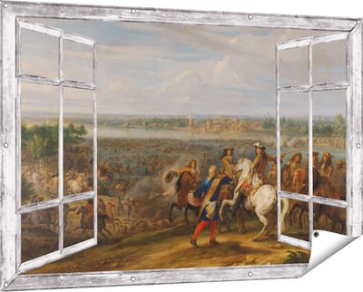Gards Tuinposter Doorkijk Lodewijk XIV trekt bij Lobith Nederland binnen - Adam Frans van der Meulen - 150x100 cm - Tuindoek - Tuindecoratie - Wanddecoratie buiten - Tuinschilderij