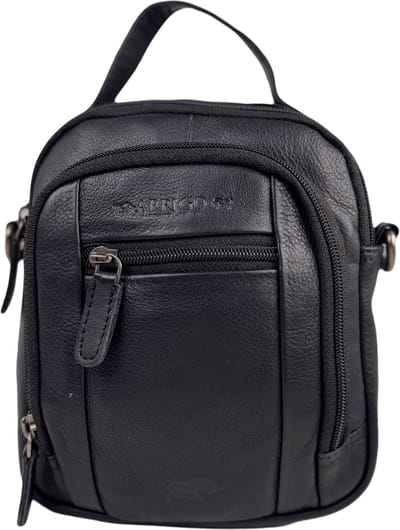 Zwart Rundleer schoudertas - Compacte schoudertas - Crossbody Dames - Crossbody Heren - Zwart Rundleer
