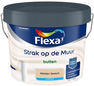 Flexa - Strak Op De Muur Buiten Zijdemat - Midden Sesam - Mengverf - 2,5 L