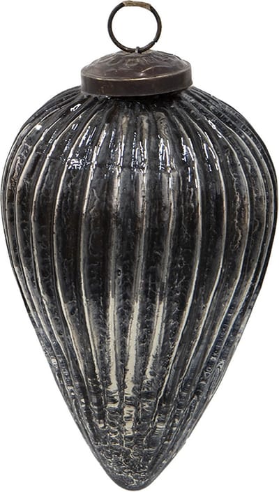 Clayre & Eef Kerstbal Overig Ø 9 cm Zwart Zilverkleurig Glas Kerstballen