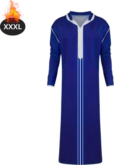 Nivard Islamitische Kleding - Djellaba Heren - Moslim Kleding - Arabisch Mannen Kaftan - Alhamdulillah - Blauw XXXL