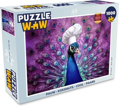 Puzzel Pauw - Koksmuts - Cool - Paars - Legpuzzel - Puzzel 1000 stukjes volwassenen