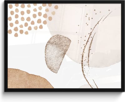 Poster in lijst - Fotolijst 80x60 cm - Posters - Watercolor - Pastel - Beige - Abstract - Modern - Posterlijst zwart - Wanddecoratie badkamer - Muurdecoratie WC - Decoratieve accessoires - Toilet muur decoratie