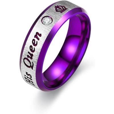 Mode Roestvrij Staal Koppel Ringen Haar Koning Zijn Koningin Belofte Ringen Voor Mannen Vrouwen Met Zirkonia Jubileum Trouwring Sieraden 12 purple