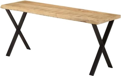 Houten Bank - Boomrand Zitting - Eetkamer Inrichting - Uniek Natuurlijk Design - 105 cm - Mangohout Zwart