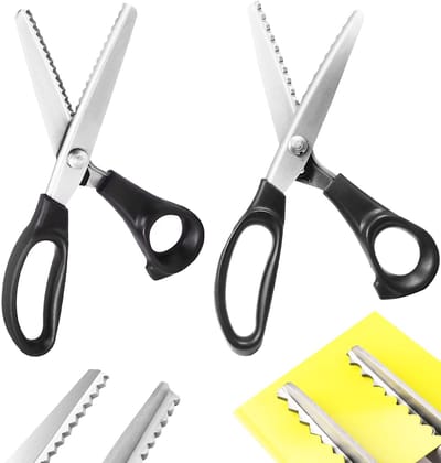 Dailygoods- Naaischaar Professionele 2-delige Set - Ergonomische Handgrepen - Geschikt voor Kleding/Stof/Papier - Gekartelde Randen - Flexibele ABS-handgrepen - Voor Volwassenen/Kinderen - Schaar