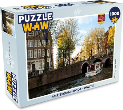 Puzzel Amsterdam - Boot - Water - Legpuzzel - Puzzel 1000 stukjes volwassenen