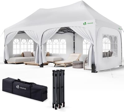 Vouwpaviljoen met Wanden - Feesttent Tuinpaviljoen - Buitenfeest Organiseren - Waterdicht UV-bestendig - 3 x 6 meter - Wit