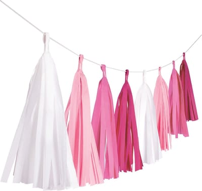 Amscan Tasselslinger 3 Meter Papier Roze/wit