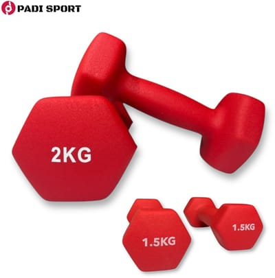 Padisport dumbells Rood 1.5 en 2 kg - gewichten set halters - gewichten set dumbbell - dumbells set