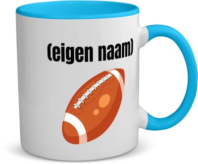 Akyol - rugbybal met eigen naam koffiemok - theemok - blauw - Rugby - atleten - iemand die houdt van rugby - verjaardag - cadeau - kado - 350 ML inhoud