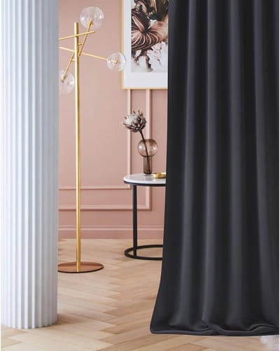 SnelShoppen - ROOM99 Oogletgordijn Laurel 140 x 250 cm Verduisterend Opaak Raamdecoratie Woonkamer Slaapkamer Zwart Enkelstuk