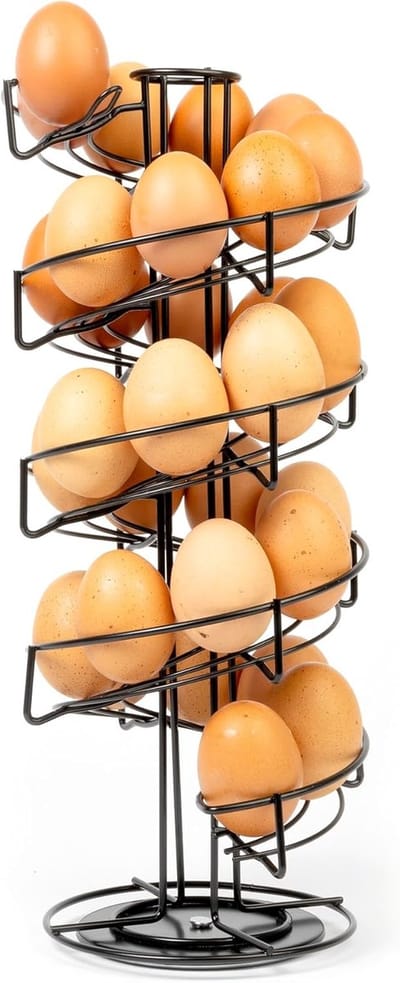 Eierhouder - Eierrek - Keuken organiseren - Spiraalvormig roterend - Max 32 eieren - Zwart