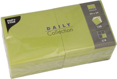 150 Servetten DAILY Collection 1/4 vouw 24 cm x 24 cm olijfgroen