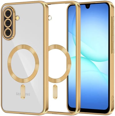 MagSafe-hoesje voor Samsung Galaxy A18 5G A186 / A18 4G A185 / F17 / M17 / A17 4G A175, Techsuit, Luxury Crystal, Goudkleurig
