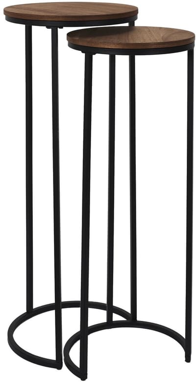 Home Deco Factory Bijzettafel - 2x stuks - hout - metaal - verschillende hoogtes