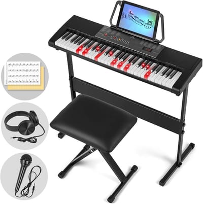 61-Toetsen Pianoklavier voor Beginners met Verlichte Toetsen en Accessoires