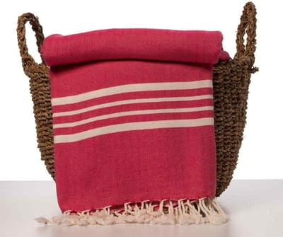 Lalay Hamamdoek Krem Sultan XXL Fuchsia 220x170cm - fuchsia - 220 - 170 - XXL Strandlaken - Tweepersoons strandlaken - 2 Persoons Stranddoek - Picknickkleed - Festivalkleed - Plaid - Hamamdoek groot