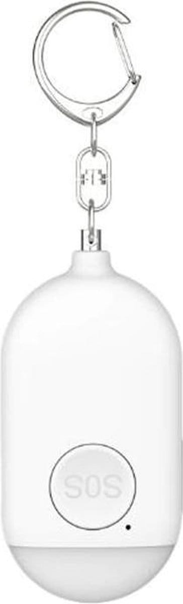Persoonlijk alarm - Noodsignaal - 130 DB - LED Noodsignaal - LED Lamp - IP44 Waterproof - Sleutelhanger - Wit