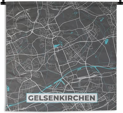Wandkleed - Wanddoek - Stadskaart – Gelsenkirchen – Duitsland – Plattegrond – Kaart - 180x180 cm - Wandtapijt