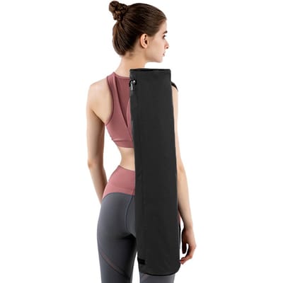 Sac de tapis de Yoga, sac de transport à fermeture éclair complète, Durable, sangle d'épaule réglable, multifonctionnel noir