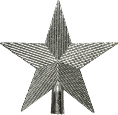 Kunststof ster piek/kerstboom topper zilver antiek 19 cm - Kerstversiering/kerstboomversiering