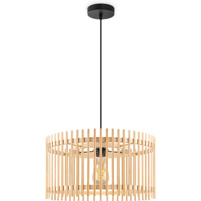 Boheemse Hanglamp - Bamboe Lampenkap - Rond - Beige - Ø40 x 126 cm - E27 fitting - Ontworpen voor gebruik in slaapkamers en werkruimtes - Inclusief 1 meter kabel