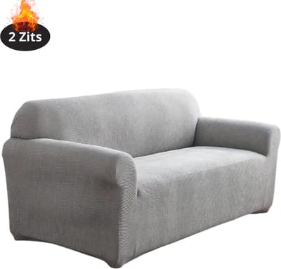 Livano Bankhoes - Bankbeschermer - Stretch - Sofa Cover - Effen - Lichtgrijs - 2 Zits