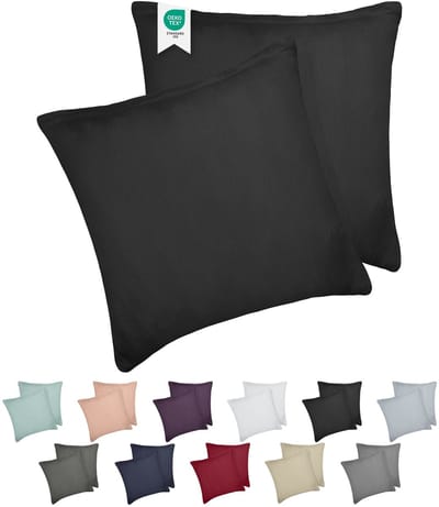 Barbons kussensloop 40x40 set van 2 - Jersey 165 g/m² kussenhoes - 100% Katoen - zwart