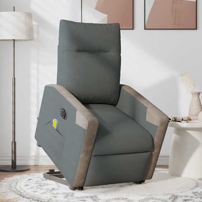 vidaXL - Sta-op-massagestoel - elektrisch - verstelbaar - stof - donkergrijs