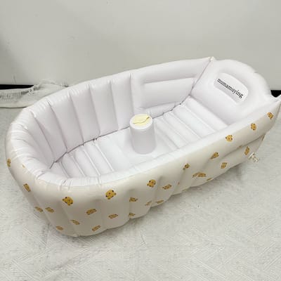 Opblaasbare kinderbad, opvouwbare draagbare kinderbad, babybad met luchtpomp, anti-slip douche (wit, 90 * 55 * 30cm)
