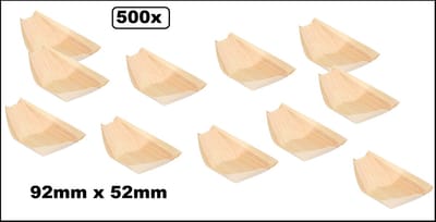 500x Amuse bootje hout 92mm x 52mm BIO FSC 100% - Amuse gerechten fingerfood hapjes