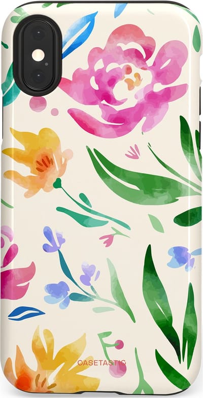 Casetastic Hoesje Geschikt voor Apple iPhone X/Xs - Stijlvolle Beschermende Duo-layer Case - Waterflora