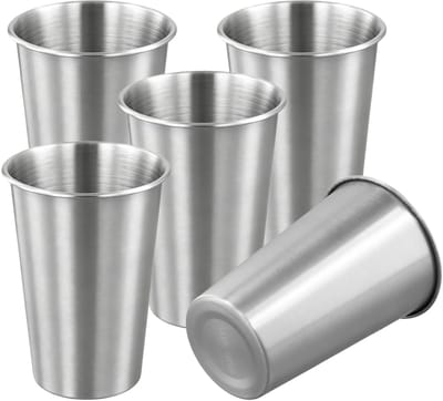 Dailygoods- Beker 500 ml - Roestvrij Stalen Beker - Set van 5 - Stapelbare Drinkbekers - Onbreekbaar - Geschikt voor Koude Dranken - Drinkbeker