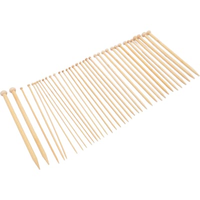 36 stuks Bamboe Breinaalden Set Enkelpunt Gekoolstofd Lichtgewicht Rechte Breinaald voor Beginners Sjaals beige