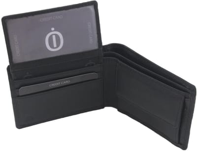 OI zwarte leren heren portemonneetje Duits model / zeer kleine en lage billfold / mini beursje / RFID protected / zwart / 180