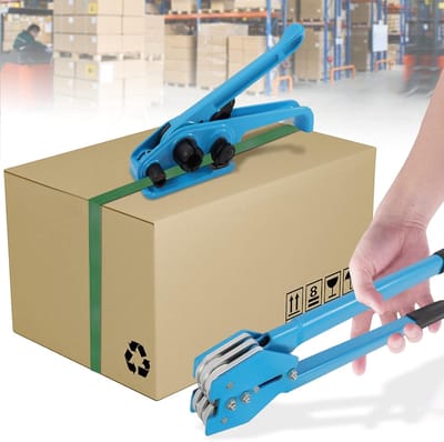 Handmatige Omsnoeringsset - Verpakkingsmachine Band - Goederen Zekeren - Compleet Inclusief Clips - 12-16 mm Bandbreedte - Rood Zilver