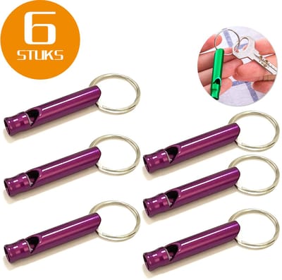 Colorful Sun® Metalen Noodfluit 6 Stuks – Alarmfluit 120 dB met Sleutelhanger – Reddingsfluit voor Outdoor, Wandelen, Camping, Survival & Sport – Hondenfluit – Sport- & Scheidsrechterfluit – Roze