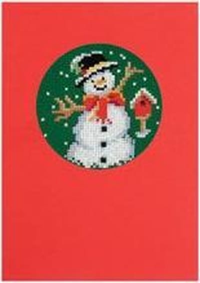 borduurpakket 12.102 kerstkaart, sneeuwman (incl. p.p. kaart en enveloppe)