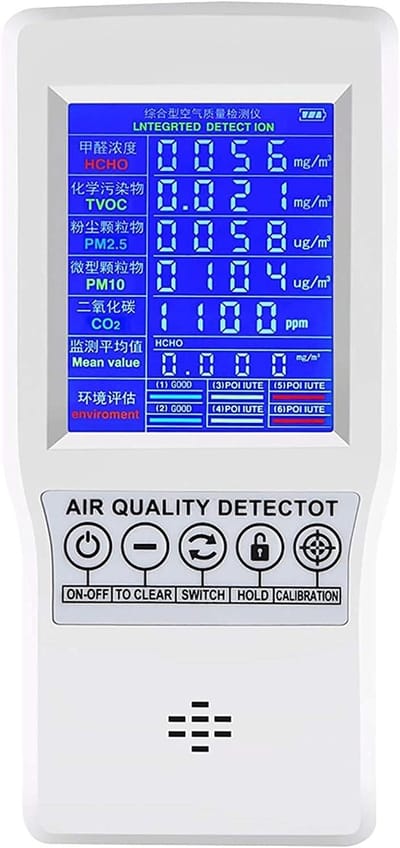 Luchtkwaliteit Monitor - CO2 Meter - Binnenlucht Testen - HD Kleurendisplay - 5-in-1 Sensor - Wit