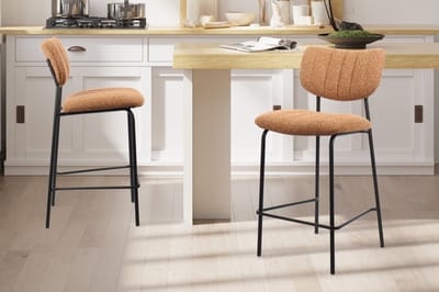 Barkruk Georgi | 46 X 53 X 97 Cm | Oranje - Rousseau - Barstoel - Terracotta - Stof - Set Van 2