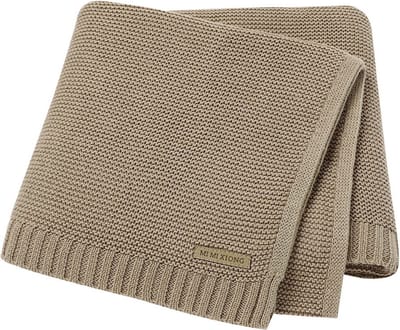 IL BAMBINI - Baby deken - Ledikant deken - Basic Knit - Katoen - 115 x 80 cm - Mocca